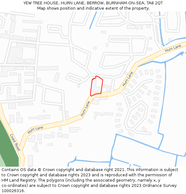 YEW TREE HOUSE, HURN LANE, BERROW, BURNHAM-ON-SEA, TA8 2QT: Location map and indicative extent of plot