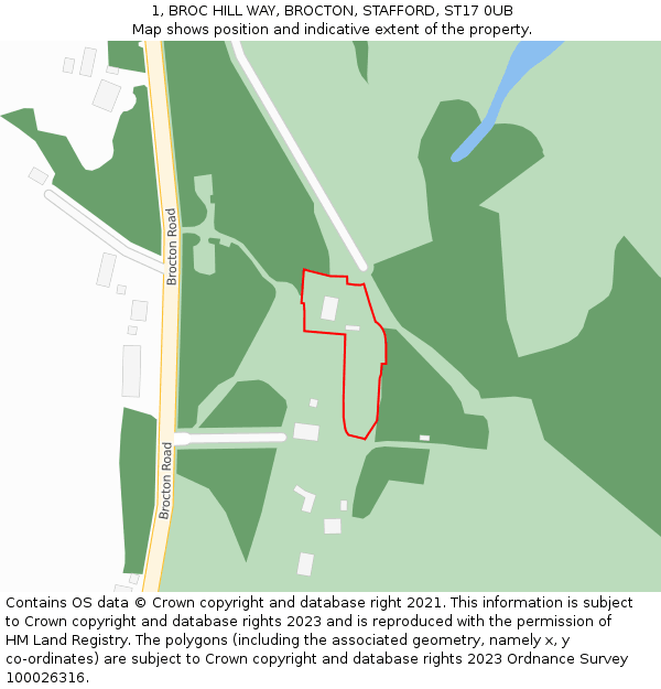 1, BROC HILL WAY, BROCTON, STAFFORD, ST17 0UB: Location map and indicative extent of plot