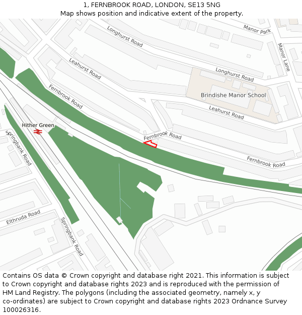 1, FERNBROOK ROAD, LONDON, SE13 5NG: Location map and indicative extent of plot