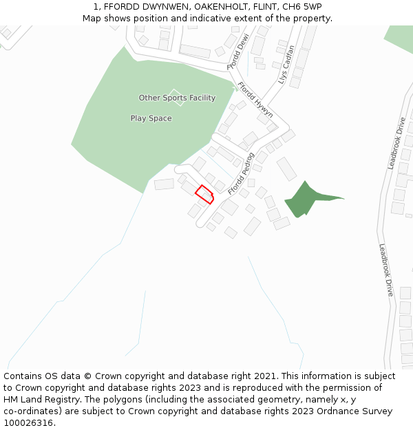 1, FFORDD DWYNWEN, OAKENHOLT, FLINT, CH6 5WP: Location map and indicative extent of plot