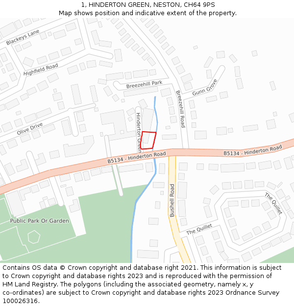 1, HINDERTON GREEN, NESTON, CH64 9PS: Location map and indicative extent of plot