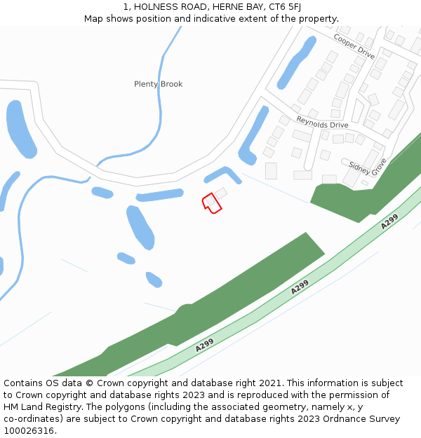 1, HOLNESS ROAD, HERNE BAY, CT6 5FJ: Location map and indicative extent of plot