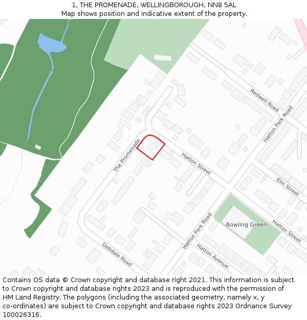 1, THE PROMENADE, WELLINGBOROUGH, NN8 5AL: Location map and indicative extent of plot