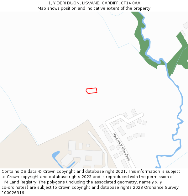 1, Y DERI DUON, LISVANE, CARDIFF, CF14 0AA: Location map and indicative extent of plot