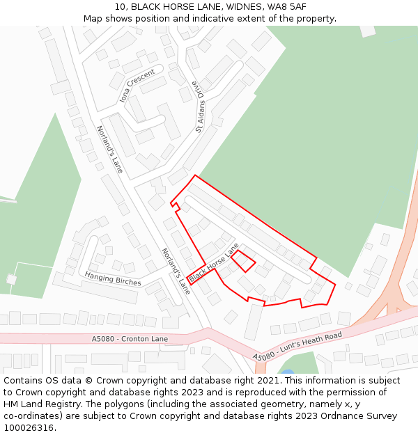 10, BLACK HORSE LANE, WIDNES, WA8 5AF: Location map and indicative extent of plot