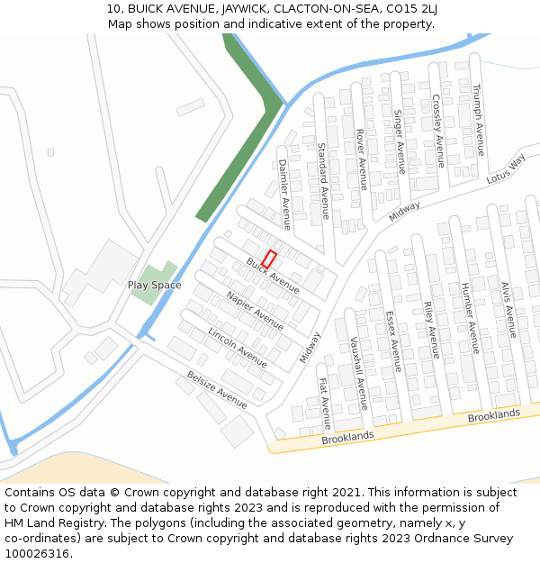 10, BUICK AVENUE, JAYWICK, CLACTON-ON-SEA, CO15 2LJ: Location map and indicative extent of plot