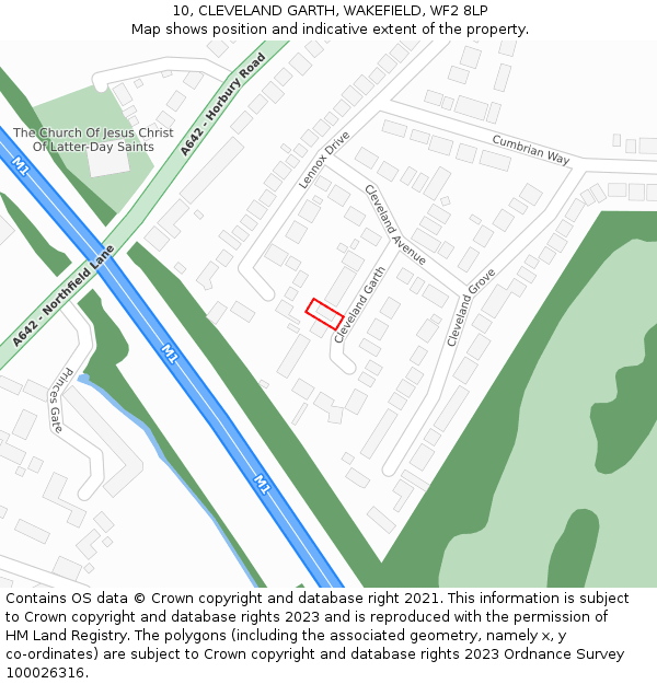 10, CLEVELAND GARTH, WAKEFIELD, WF2 8LP: Location map and indicative extent of plot