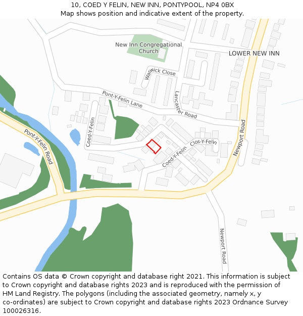 10, COED Y FELIN, NEW INN, PONTYPOOL, NP4 0BX: Location map and indicative extent of plot