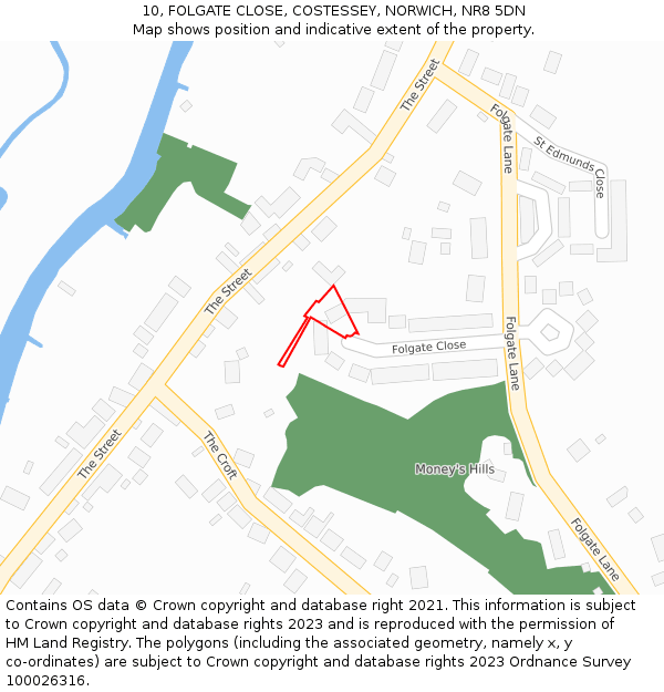 10, FOLGATE CLOSE, COSTESSEY, NORWICH, NR8 5DN: Location map and indicative extent of plot