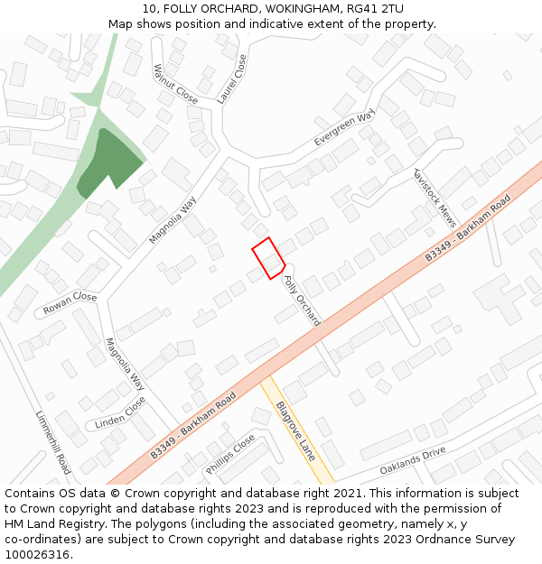 10, FOLLY ORCHARD, WOKINGHAM, RG41 2TU: Location map and indicative extent of plot