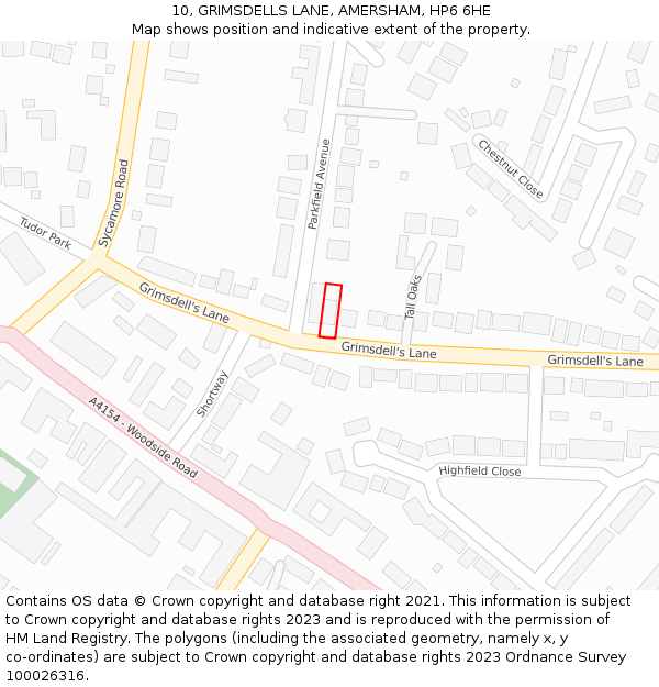 10, GRIMSDELLS LANE, AMERSHAM, HP6 6HE: Location map and indicative extent of plot