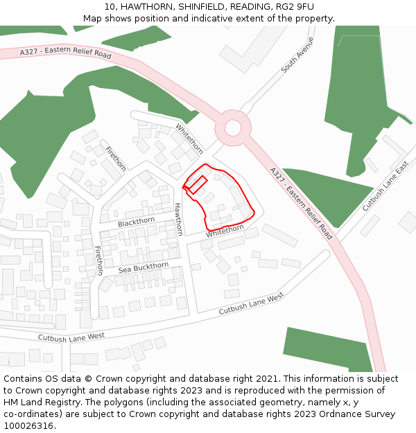 10, HAWTHORN, SHINFIELD, READING, RG2 9FU: Location map and indicative extent of plot