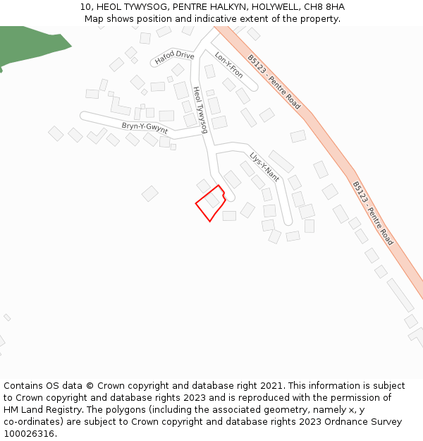 10, HEOL TYWYSOG, PENTRE HALKYN, HOLYWELL, CH8 8HA: Location map and indicative extent of plot