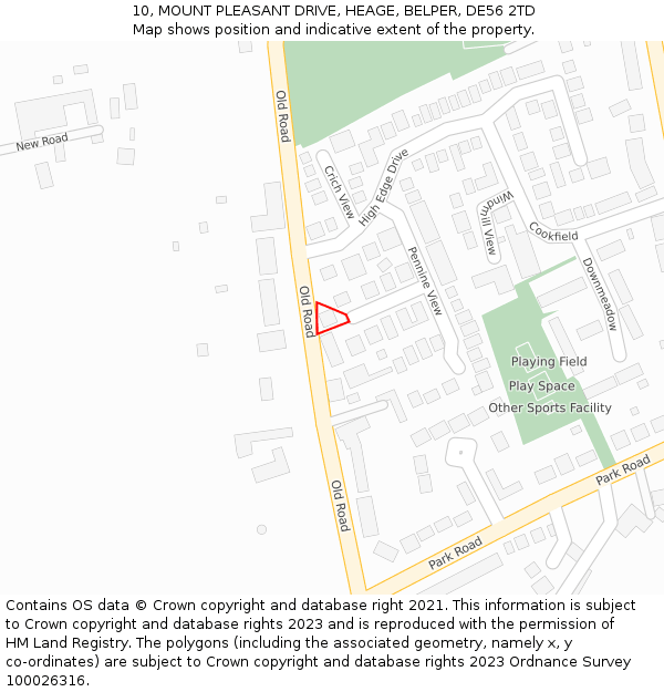 10, MOUNT PLEASANT DRIVE, HEAGE, BELPER, DE56 2TD: Location map and indicative extent of plot