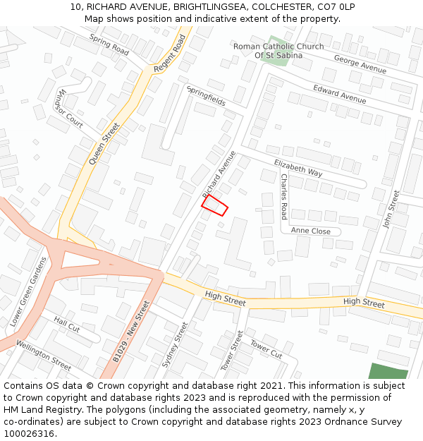 10, RICHARD AVENUE, BRIGHTLINGSEA, COLCHESTER, CO7 0LP: Location map and indicative extent of plot