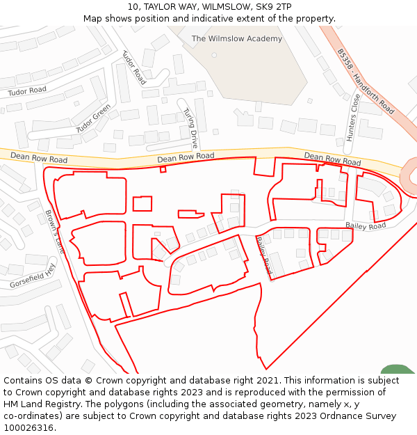 10, TAYLOR WAY, WILMSLOW, SK9 2TP: Location map and indicative extent of plot