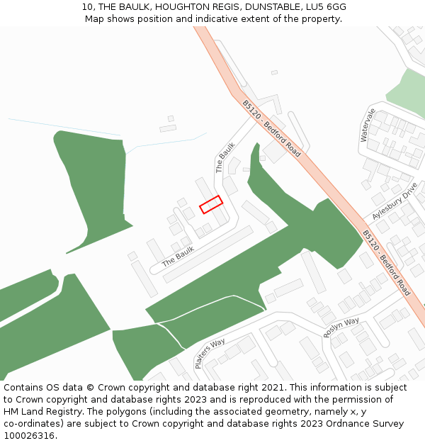 10, THE BAULK, HOUGHTON REGIS, DUNSTABLE, LU5 6GG: Location map and indicative extent of plot