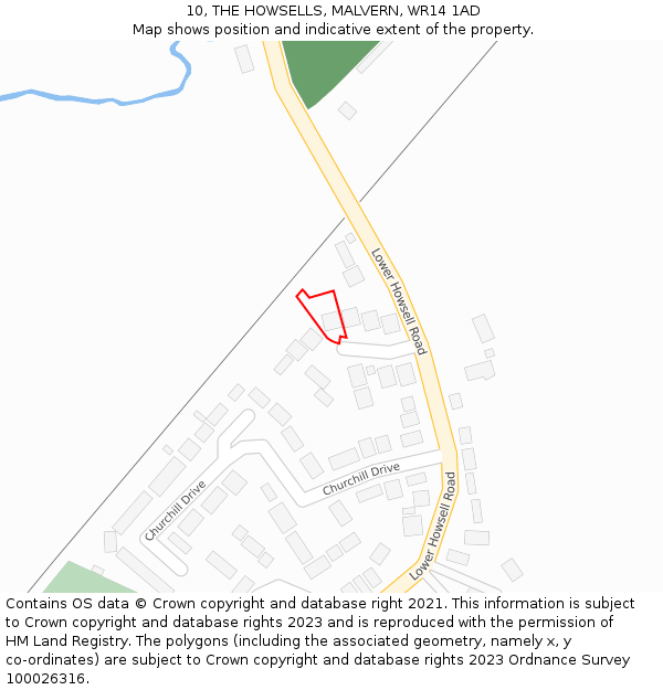 10, THE HOWSELLS, MALVERN, WR14 1AD: Location map and indicative extent of plot