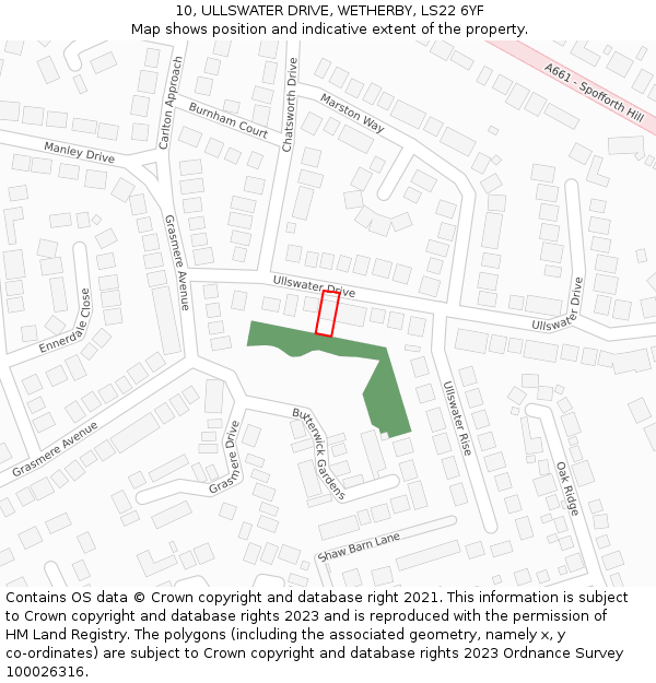 10, ULLSWATER DRIVE, WETHERBY, LS22 6YF: Location map and indicative extent of plot