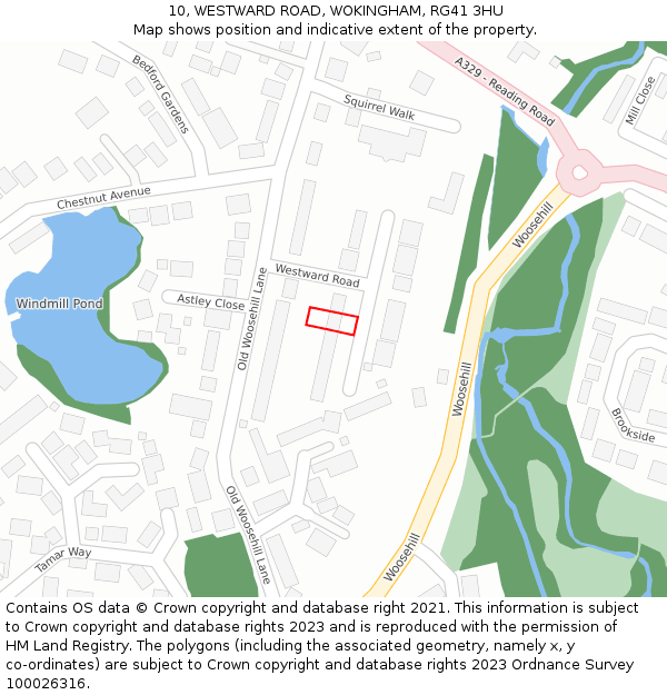 10, WESTWARD ROAD, WOKINGHAM, RG41 3HU: Location map and indicative extent of plot