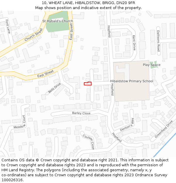 10, WHEAT LANE, HIBALDSTOW, BRIGG, DN20 9FR: Location map and indicative extent of plot