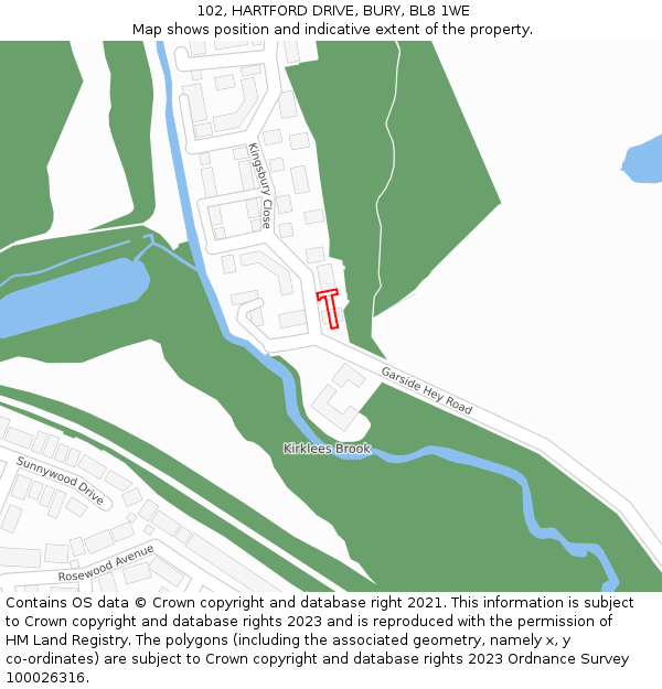 102, HARTFORD DRIVE, BURY, BL8 1WE: Location map and indicative extent of plot