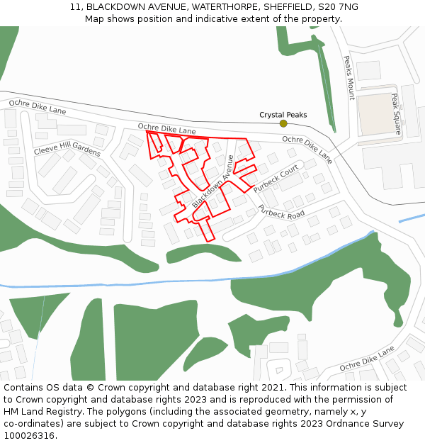 11, BLACKDOWN AVENUE, WATERTHORPE, SHEFFIELD, S20 7NG: Location map and indicative extent of plot