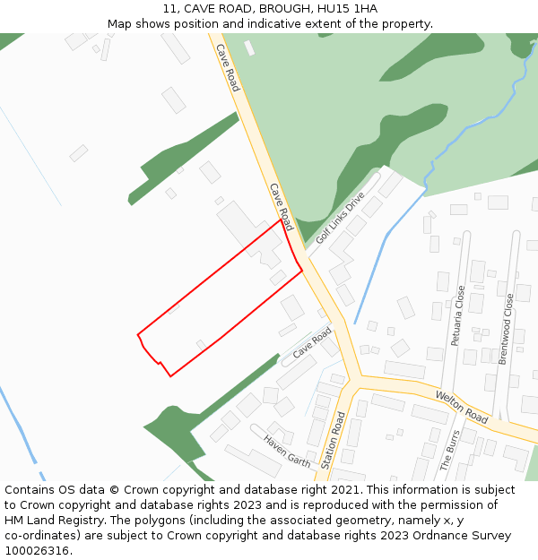 11, CAVE ROAD, BROUGH, HU15 1HA: Location map and indicative extent of plot