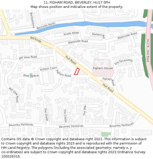 11, FIGHAM ROAD, BEVERLEY, HU17 0PH: Location map and indicative extent of plot