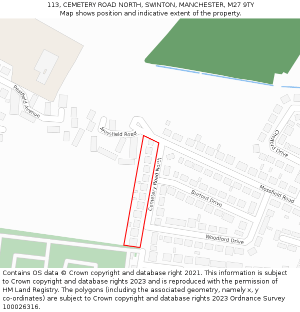 113, CEMETERY ROAD NORTH, SWINTON, MANCHESTER, M27 9TY: Location map and indicative extent of plot