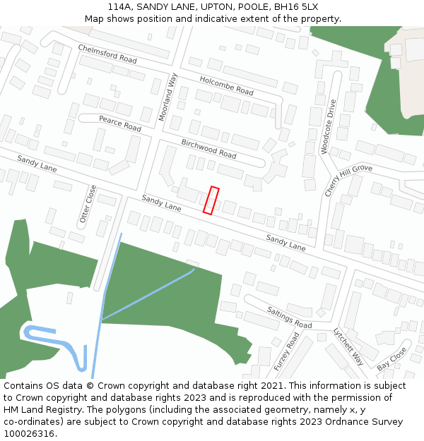 114A, SANDY LANE, UPTON, POOLE, BH16 5LX: Location map and indicative extent of plot