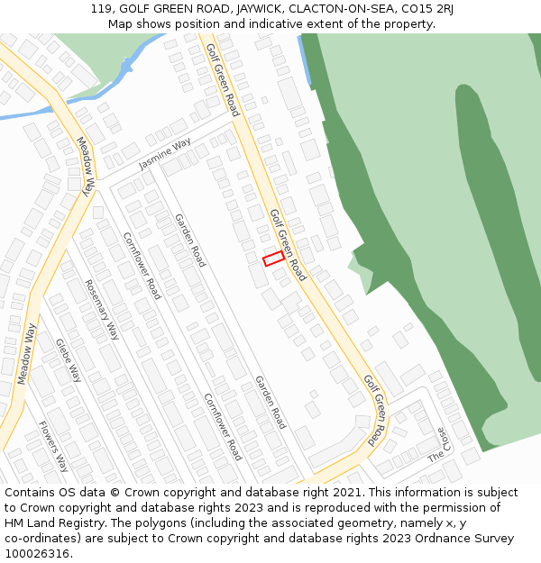 119, GOLF GREEN ROAD, JAYWICK, CLACTON-ON-SEA, CO15 2RJ: Location map and indicative extent of plot