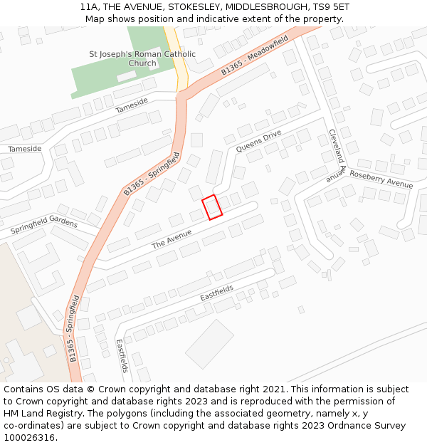 11A, THE AVENUE, STOKESLEY, MIDDLESBROUGH, TS9 5ET: Location map and indicative extent of plot