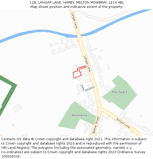 11B, LANGAR LANE, HARBY, MELTON MOWBRAY, LE14 4BL: Location map and indicative extent of plot