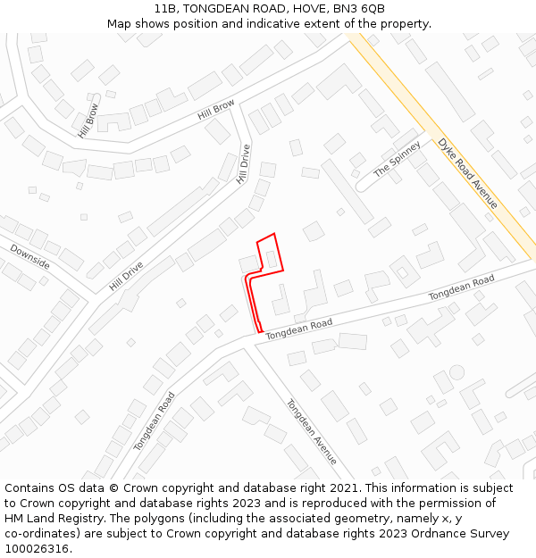 11B, TONGDEAN ROAD, HOVE, BN3 6QB: Location map and indicative extent of plot