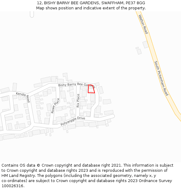 12, BISHY BARNY BEE GARDENS, SWAFFHAM, PE37 8GG: Location map and indicative extent of plot