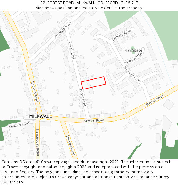 12, FOREST ROAD, MILKWALL, COLEFORD, GL16 7LB: Location map and indicative extent of plot