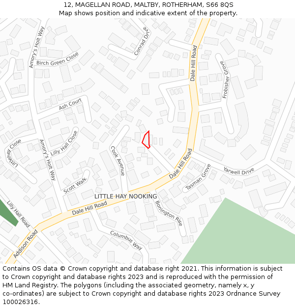 12, MAGELLAN ROAD, MALTBY, ROTHERHAM, S66 8QS: Location map and indicative extent of plot