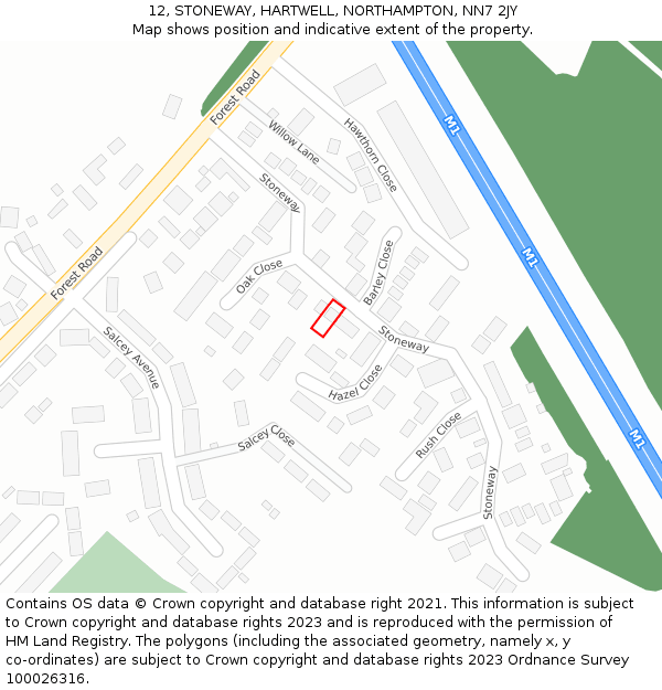 12, STONEWAY, HARTWELL, NORTHAMPTON, NN7 2JY: Location map and indicative extent of plot