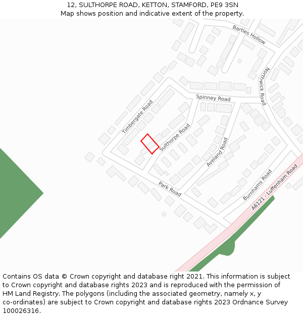 12, SULTHORPE ROAD, KETTON, STAMFORD, PE9 3SN: Location map and indicative extent of plot