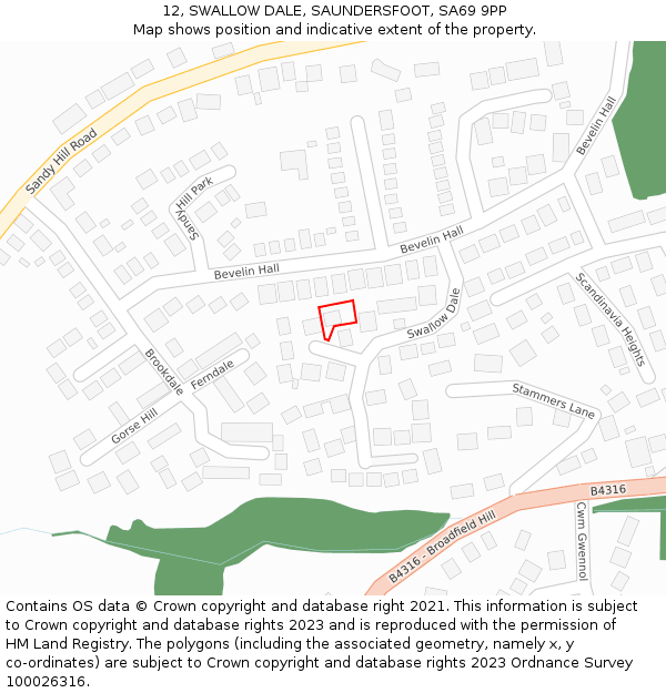 12, SWALLOW DALE, SAUNDERSFOOT, SA69 9PP: Location map and indicative extent of plot