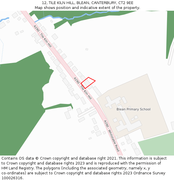 12, TILE KILN HILL, BLEAN, CANTERBURY, CT2 9EE: Location map and indicative extent of plot