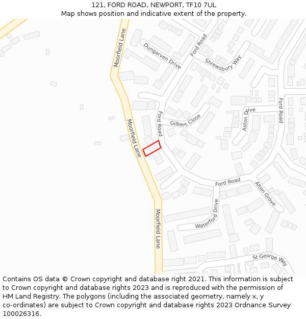 121, FORD ROAD, NEWPORT, TF10 7UL: Location map and indicative extent of plot