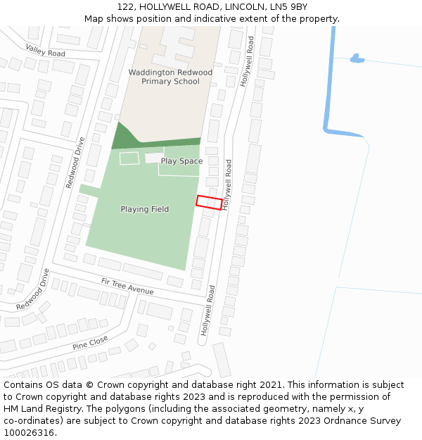 122, HOLLYWELL ROAD, LINCOLN, LN5 9BY: Location map and indicative extent of plot