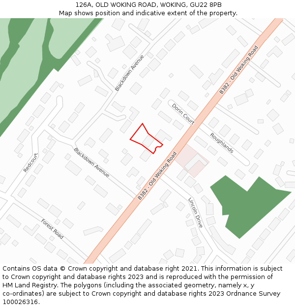 126A, OLD WOKING ROAD, WOKING, GU22 8PB: Location map and indicative extent of plot