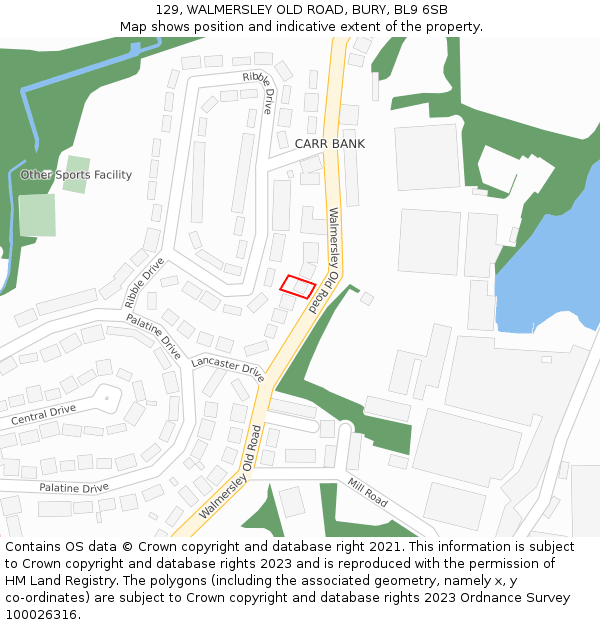 129, WALMERSLEY OLD ROAD, BURY, BL9 6SB: Location map and indicative extent of plot