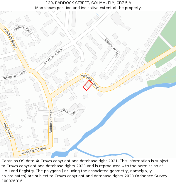 130, PADDOCK STREET, SOHAM, ELY, CB7 5JA: Location map and indicative extent of plot