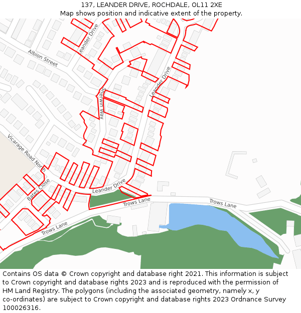 137, LEANDER DRIVE, ROCHDALE, OL11 2XE: Location map and indicative extent of plot