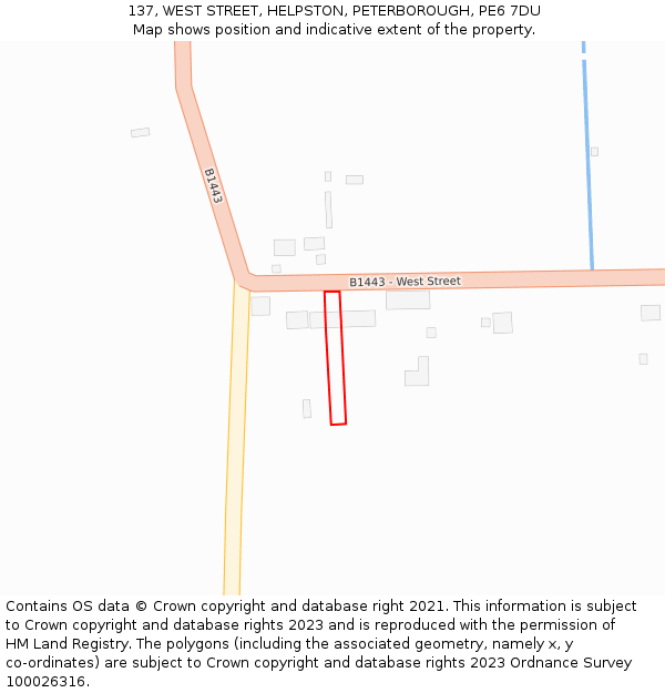 137, WEST STREET, HELPSTON, PETERBOROUGH, PE6 7DU: Location map and indicative extent of plot