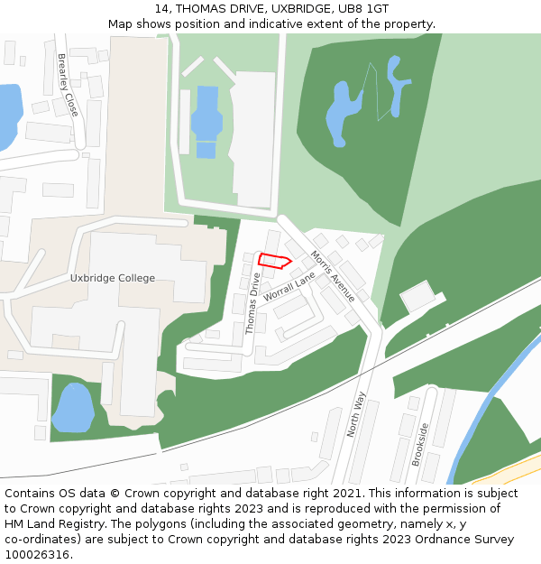 14, THOMAS DRIVE, UXBRIDGE, UB8 1GT: Location map and indicative extent of plot